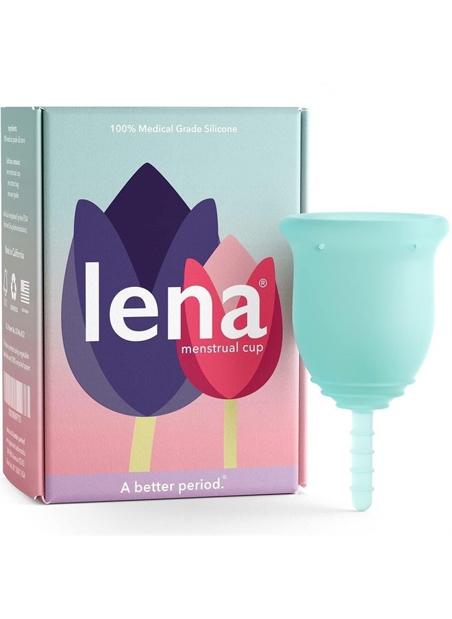 Lena Menstrual Cup - Reusable, Soft Silicone, Light to Heavy Flow, Beginner User - Ideal Alternative to Tampons, Pads, Period Underwear - for Period Solution - Small Turquoise Classic - 1 Count  - Image 1