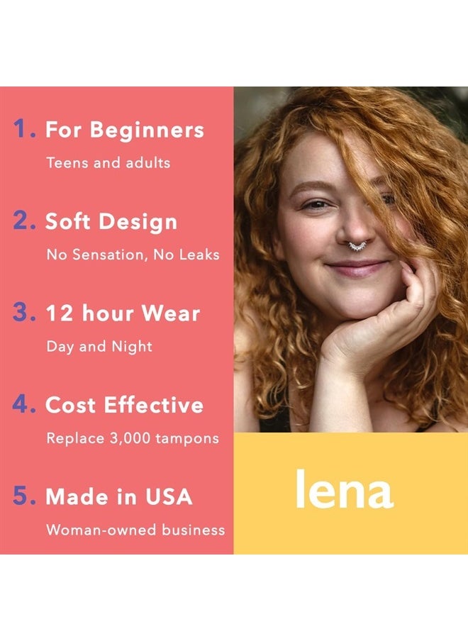 Lena Menstrual Cup - Reusable, Soft Silicone, Light to Heavy Flow, Beginner User - Ideal Alternative to Tampons, Pads, Period Underwear - for Period Solution - Small Turquoise Classic - 1 Count  - Image 2
