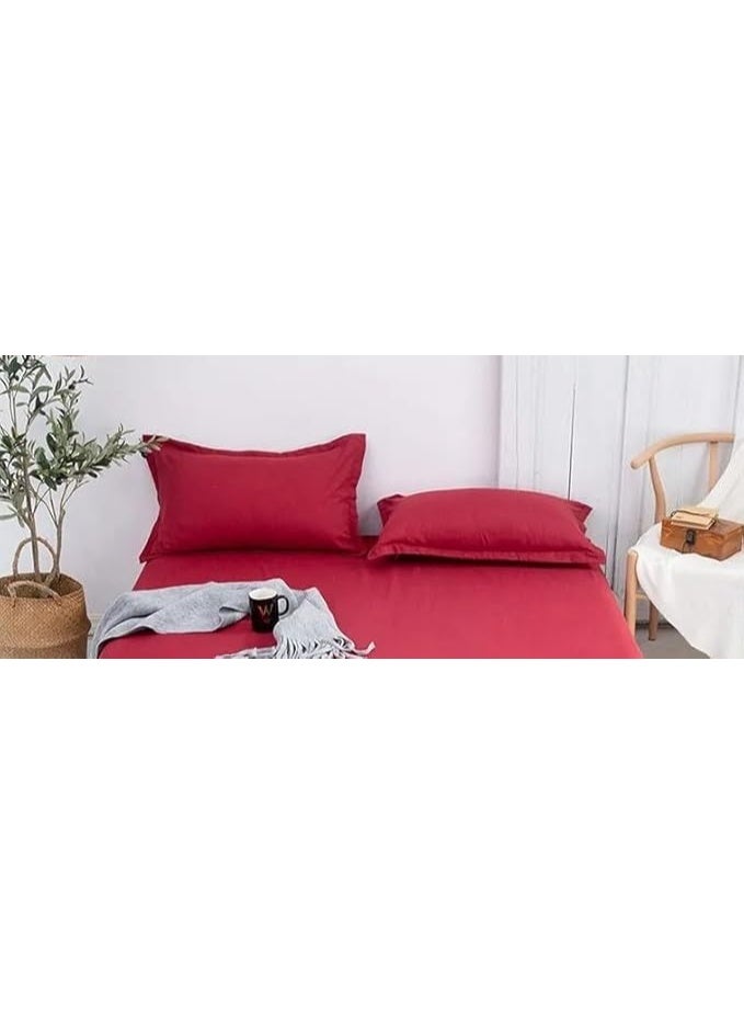 سيزنز غطاء وسادة فاخر بلون واحد من QBED، قطعتان، 50 × 70 سم، ناعم ومضاد للحساسية، للنوم الجيد (لون عنابي، 50 × 70 سم) - Image 1