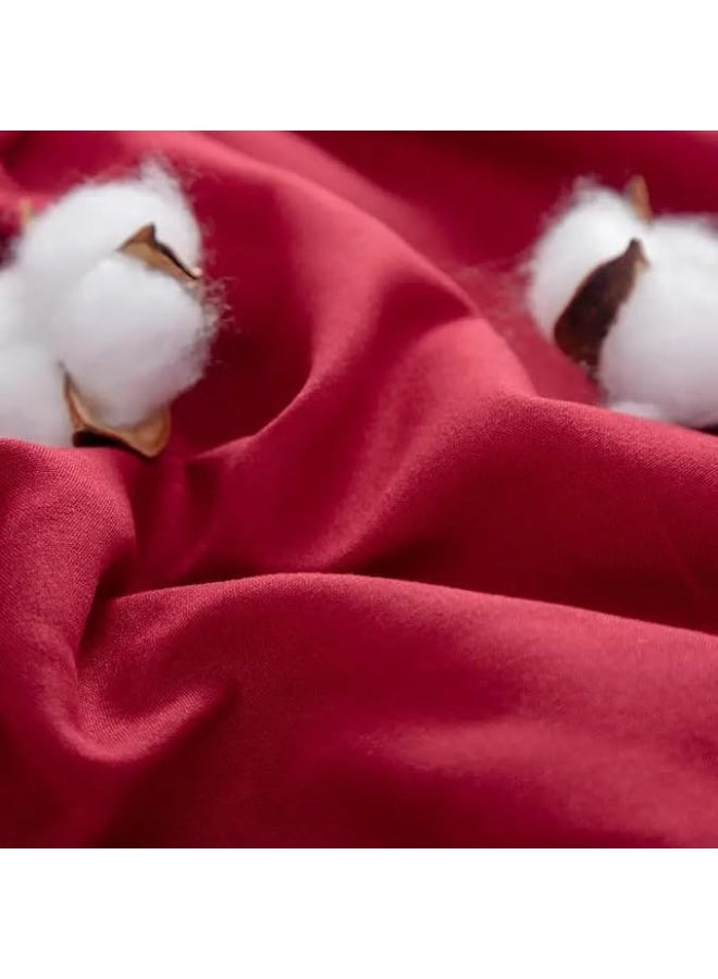 سيزنز غطاء وسادة فاخر بلون واحد من QBED، قطعتان، 50 × 70 سم، ناعم ومضاد للحساسية، للنوم الجيد (لون عنابي، 50 × 70 سم) - Image 5