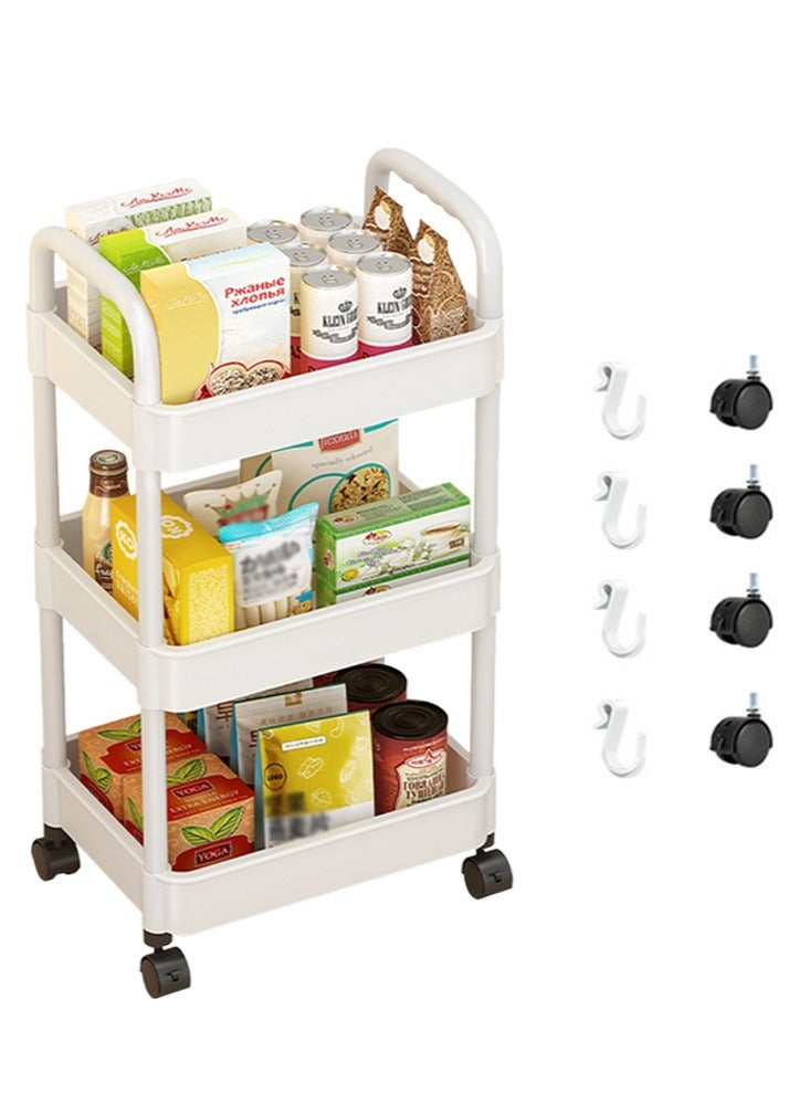 Perfii Versatile 3 Tier Cart with Wheels Slide Out Rolling Utility Cart, Perfect for Laundry, Bathroom, Kitchen, Office, and Narrow Spaces, Mobile Storage Solution  - Image 1