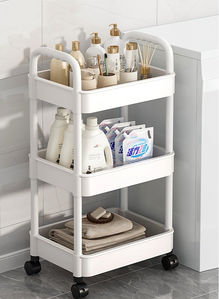 Perfii Versatile 3 Tier Cart with Wheels Slide Out Rolling Utility Cart, Perfect for Laundry, Bathroom, Kitchen, Office, and Narrow Spaces, Mobile Storage Solution  - Image 3