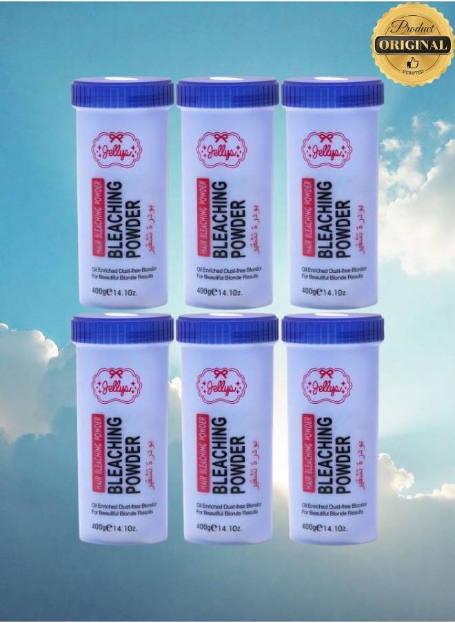 JELLY 6 Pieces Hair Bleaching Powder Oil Enriched Dust Free Blonder For Beautiful Blonde Results 400g  - Image 1