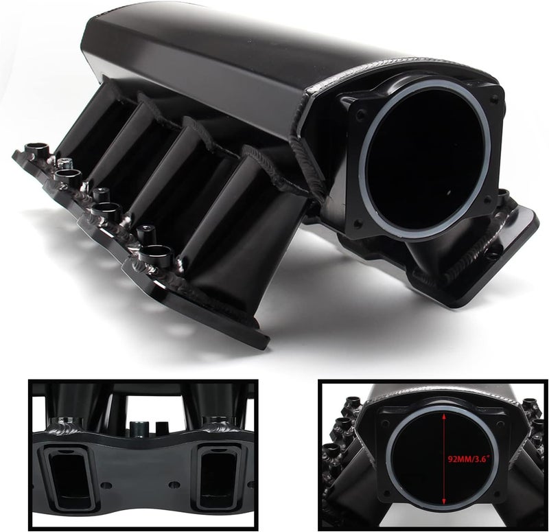 POSENG LS Intake Manifold for Cathedral Port Heads LS1 LS2 LS6 LS Engines EFI - Black 92MM - Image 3