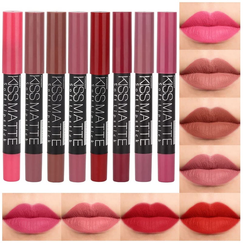 BINGBRUSH 8 Colors Moisture smooth Longwear Lipstick Pack Set, Matte Color Stick Ultimate Lip Crayon for Makeup Collection - Nourishing Waterproof Velvet Lipgloss Lip Stain (set07) - Image 1