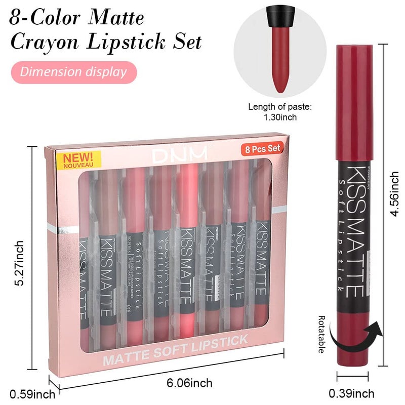 BINGBRUSH 8 Colors Moisture smooth Longwear Lipstick Pack Set, Matte Color Stick Ultimate Lip Crayon for Makeup Collection - Nourishing Waterproof Velvet Lipgloss Lip Stain (set07) - Image 5