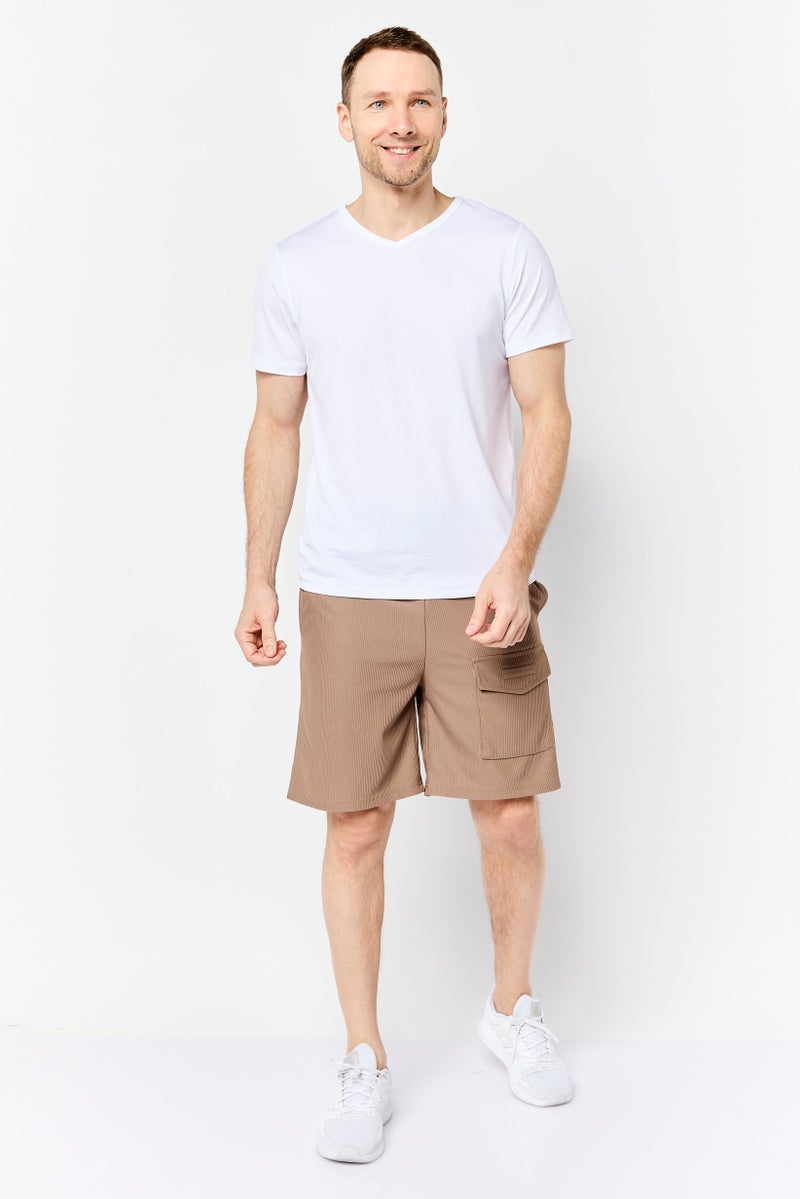 Core Elements Men Brand Logo Basic Shorts, Brown - Image 3