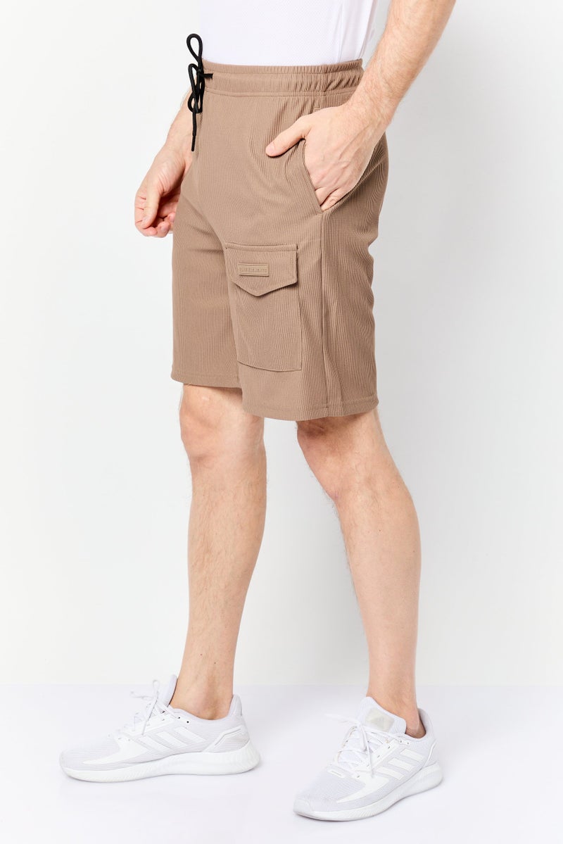 Core Elements Men Brand Logo Basic Shorts, Brown - Image 4
