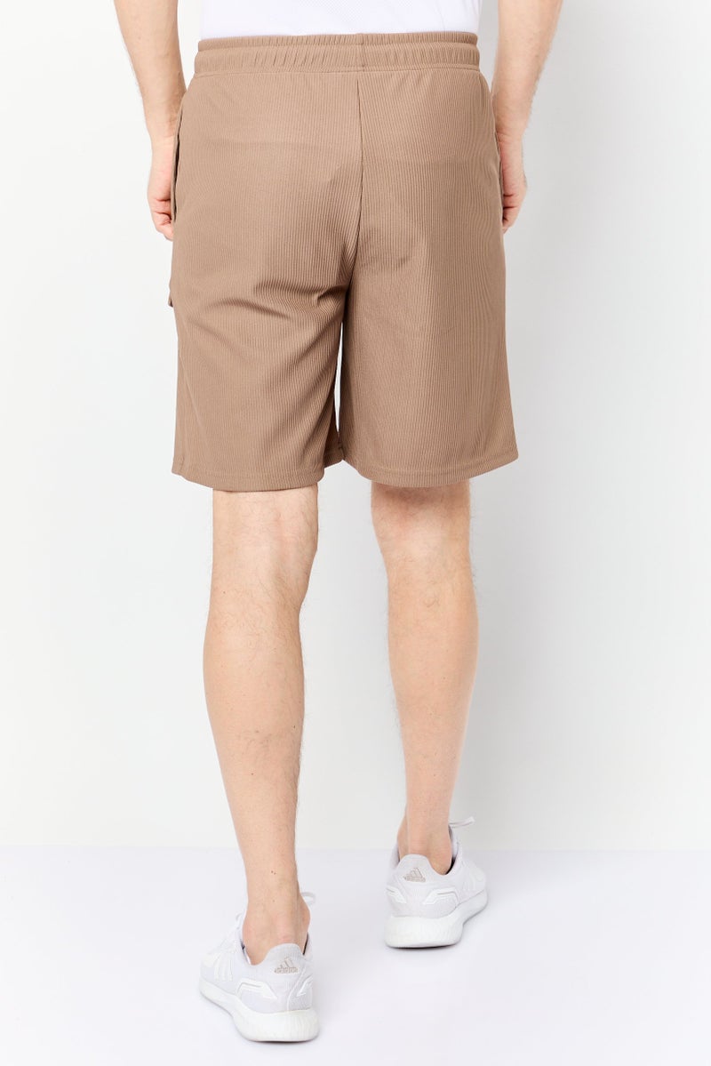 Core Elements Men Brand Logo Basic Shorts, Brown - Image 2