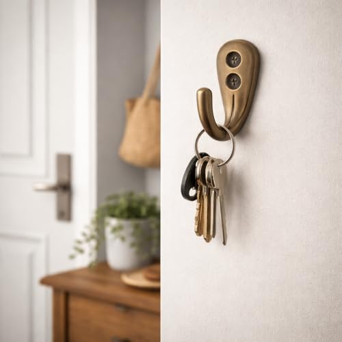 Colornest 2 Pcs Premium Wall Hook – Antique Brass Finish | Heavy Duty Metal Hook for Hanging Coats, Bags, Towels & More - Image 5