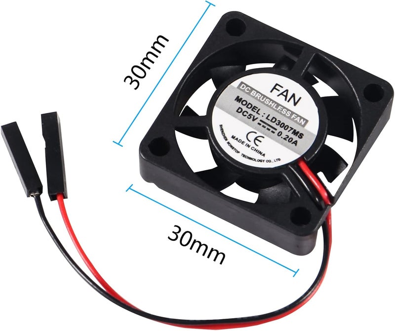AITIAO 6Pcs 3007 Cooling Fan for Raspberry Pi 4 Fan 30x30x7mm Pi Brushless Cooling Fan 3.3V 5V DC Quiet Fan with Screw kit for Raspberry Pi 4, Pi 3 B+, Pi 3 B, Pi 2, Pi B+,Robot Project - Image 2