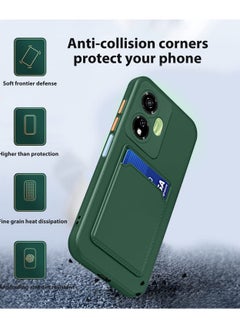 Wtech Silicone TPU With Card Holder Case Cover For Itel P55+ / P55 Plus 4G 2024 Dark Green  - Image 2