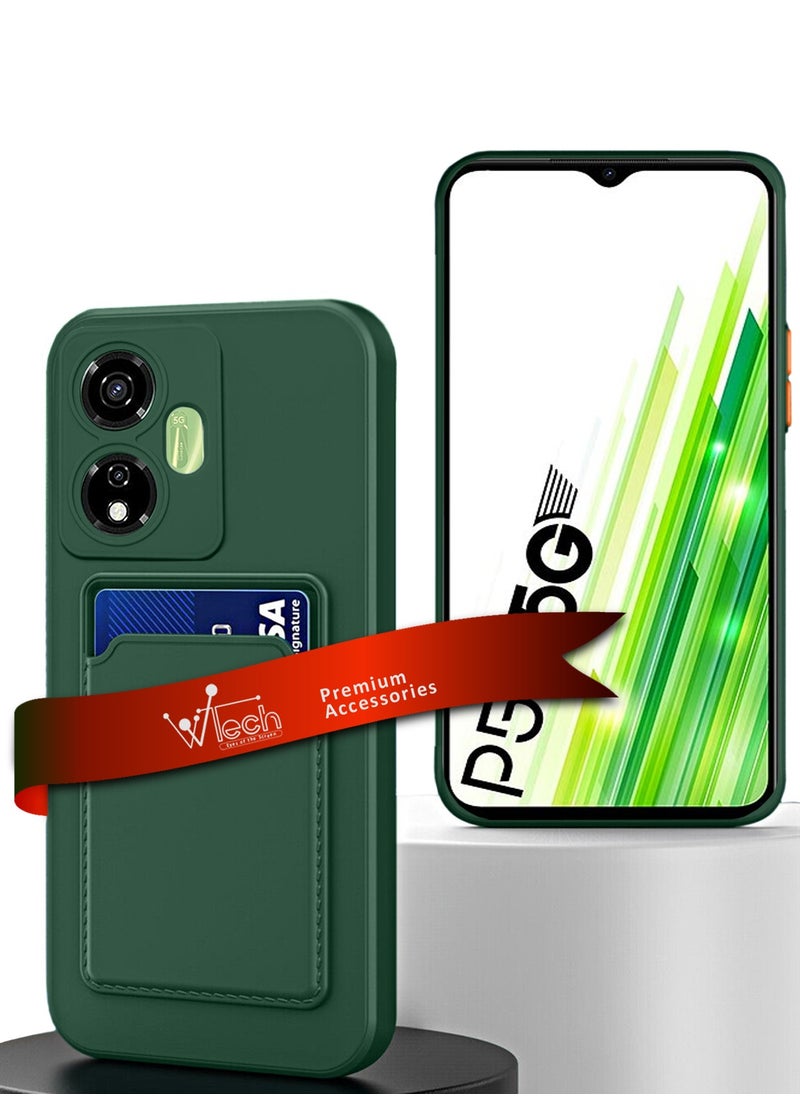 دبليو تيك غطاء حماية من السيليكون TPU مع حامل بطاقات لهاتف Itel P55+ / P55 Plus 4G 2024 أخضر داكن  - Image 1