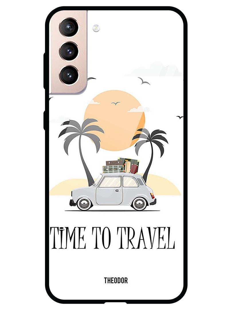 Theodor Protective Tempered Glass Case Cover Samsung Galaxy S21  Time To Travel Vector - Image 1
