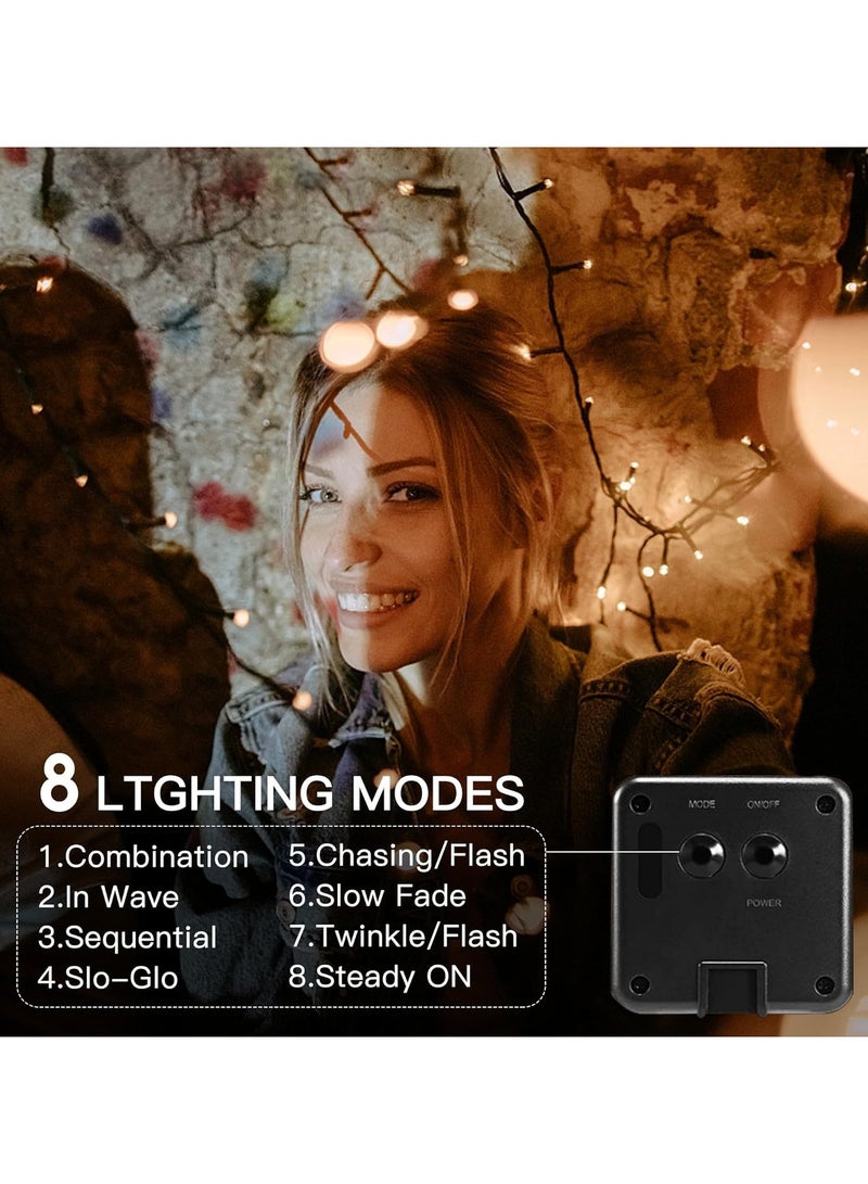 ماركة غير محددة سلسلة مصابيح تعمل بالطاقة الشمسية في الهواء الطلق، 2 حزمة 79FT 200 LED مصابيح شمسية مقاومة للماء مع 8 أوضاع إضاءة لتزيين ساحة الشجرة والحديقة وحفلات عيد الميلاد  - Image 2
