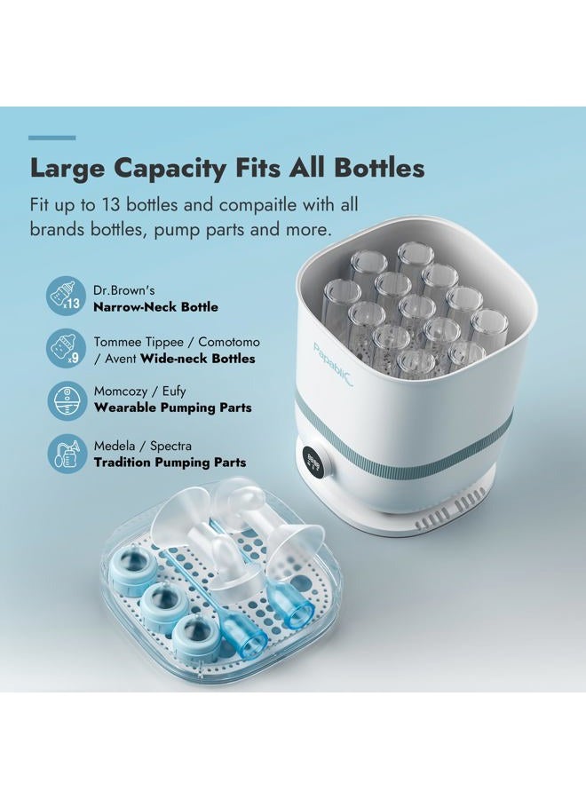 Papablic Bottle Sterilizer and Dryer Pro Max, 13 Bottles Extra-Large Capacity for Big Family, Electric Steam Bottle Sanitizer for Baby Bottles, Parts & Other Newborn Essentials - Image 5