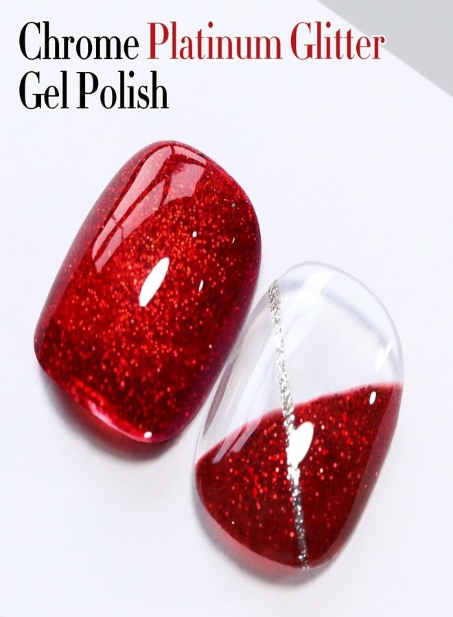 Double Rhythm 15ML Glitter Gel Polish Shimmer Reflective Holographic Color Magnetic for Nail Art Salon DIY at Home (Dark Red-B1155) - Image 2