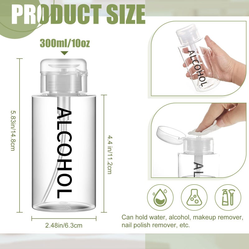 Layhit 1 Pc 10 oz Alcohol Pump Dispenser Bottle Alcohol Push Down Liquid Dispenser Empty Pumping Bottle Refillable Cosmetic Container for Personal, Salon, Nail Care, Hospital Use (Black) - Image 2