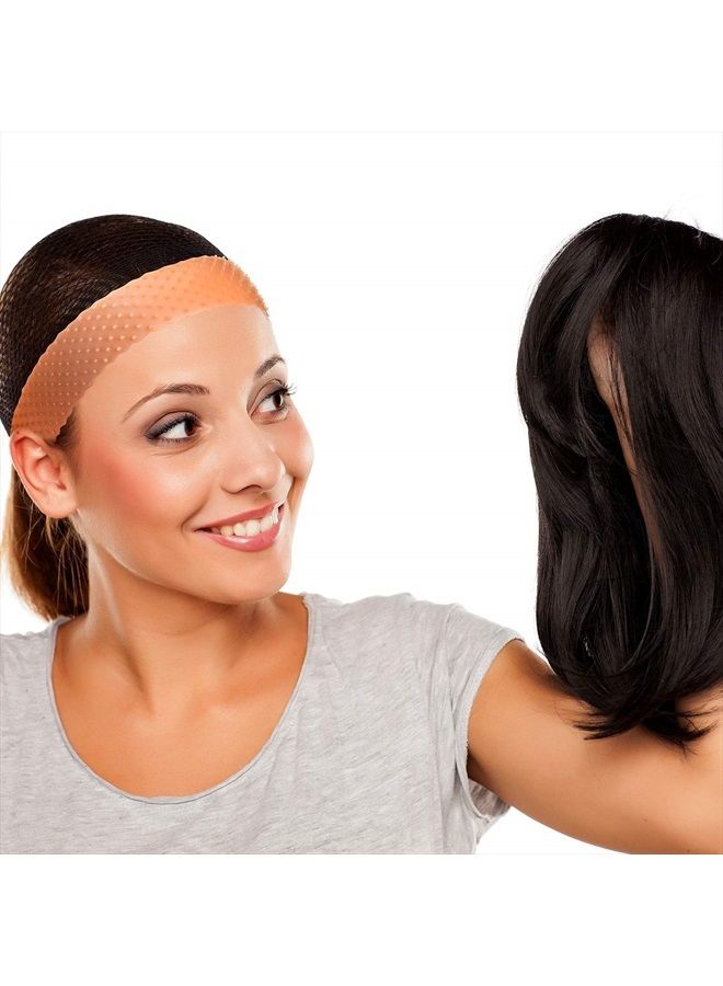 WILLBOND 2 Pieces Silicone Grip Wig Band Adjustable Silicone Wig Headband Fix Non Slip Wig Bands Seamless Wig Band Wig Grip Band Strong Holder for Men Women Sports Yoga (Dark Brown)  - Image 4