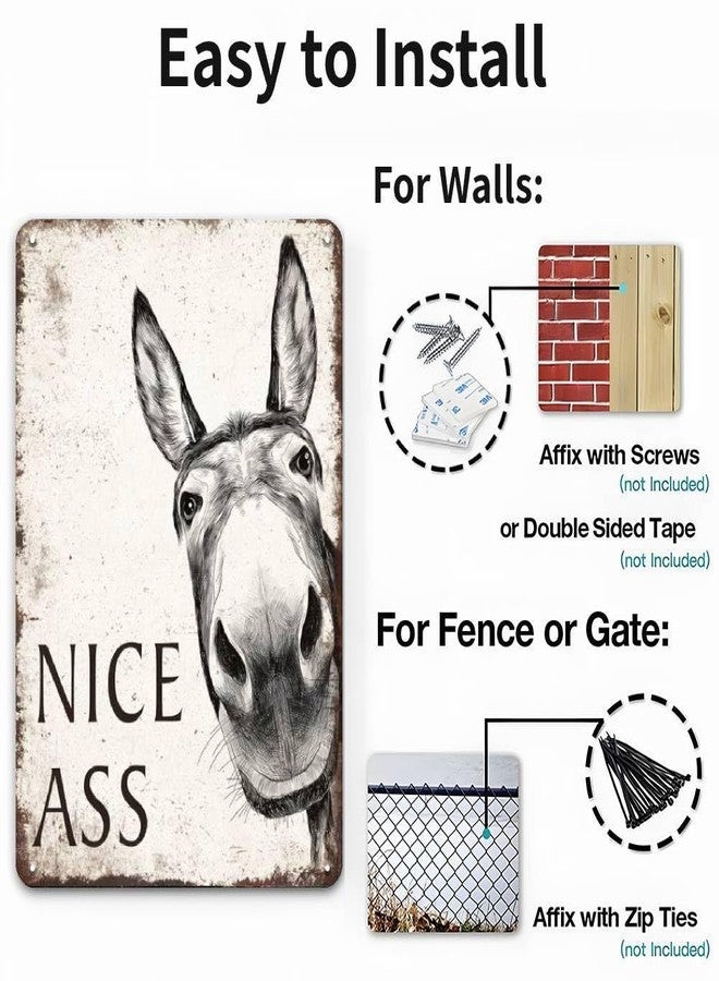 LIZATIC Nice Ass Metal Sign - Donkey Bathroom Sign Decor Funny, Humor Vintage Signs for Bathroom, Restroom, Farmhouse, Home Wall Decor Art, Cool Donkey Gifts for Women Men, 8 x 12 inch - Image 3