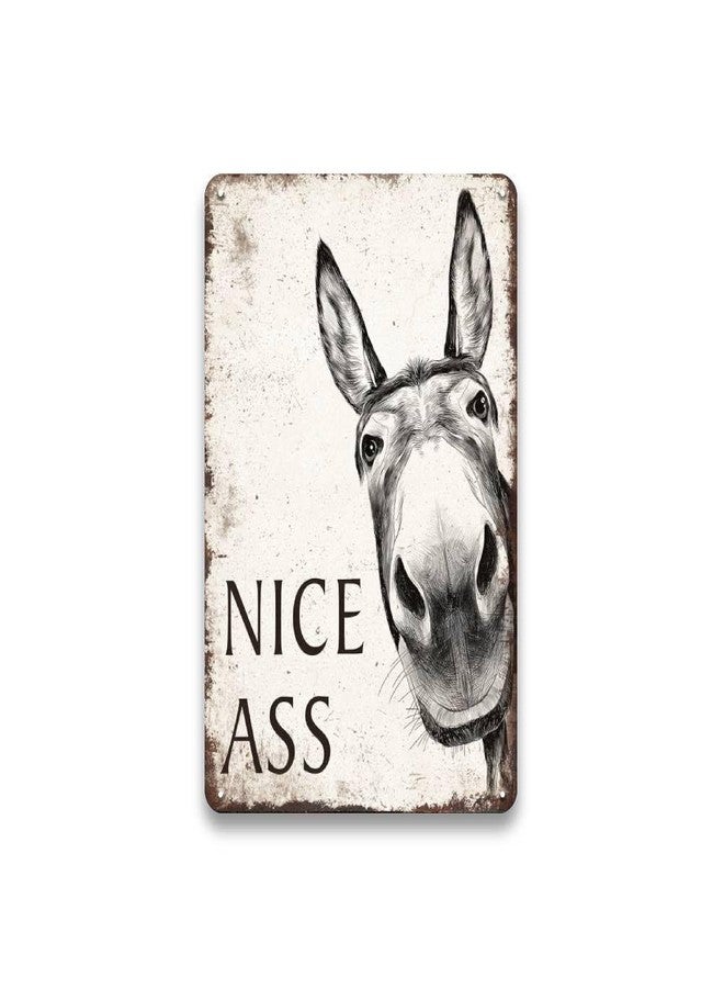 LIZATIC Nice Ass Metal Sign - Donkey Bathroom Sign Decor Funny, Humor Vintage Signs for Bathroom, Restroom, Farmhouse, Home Wall Decor Art, Cool Donkey Gifts for Women Men, 8 x 12 inch - Image 1
