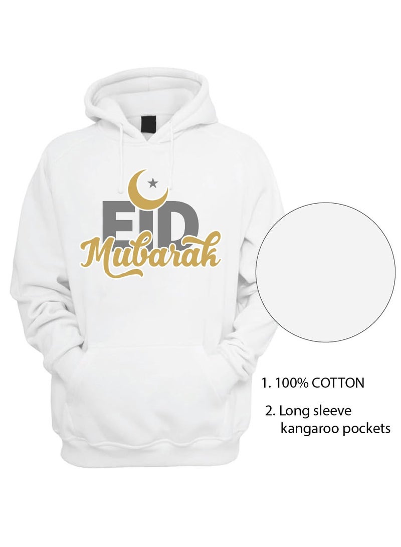 PRINTSHOP4ME Eid Mubarak Hoodie for Both Men and Women - Soft Cotton Pullover - Long Sleeve with Drawstring and Kangaroo Pockets - Perfect for Travel - Celebrate Eid in Style  - Image 5