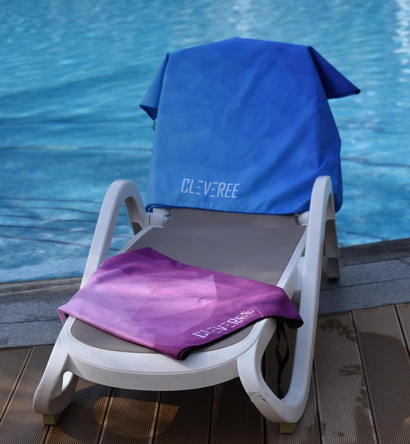 CLEVEREE Beach and Gym Towel for Men Women - Microfiber Pool Swimming Towel - Fast-Drying With Carry Bag - Large 150x90 cm and 50x25 cm (Royal Blue) Natural material - Image 3