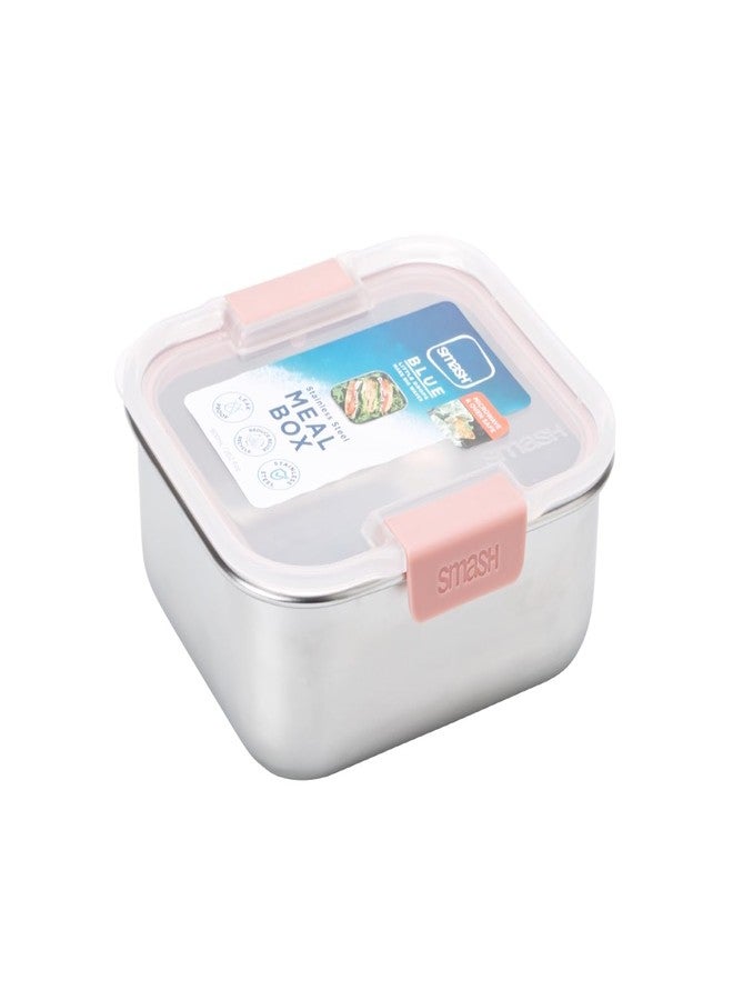 Smash Microwave Safe Stainless Steel Lunch/Sandwich/Meal Box, Pink - Image 2