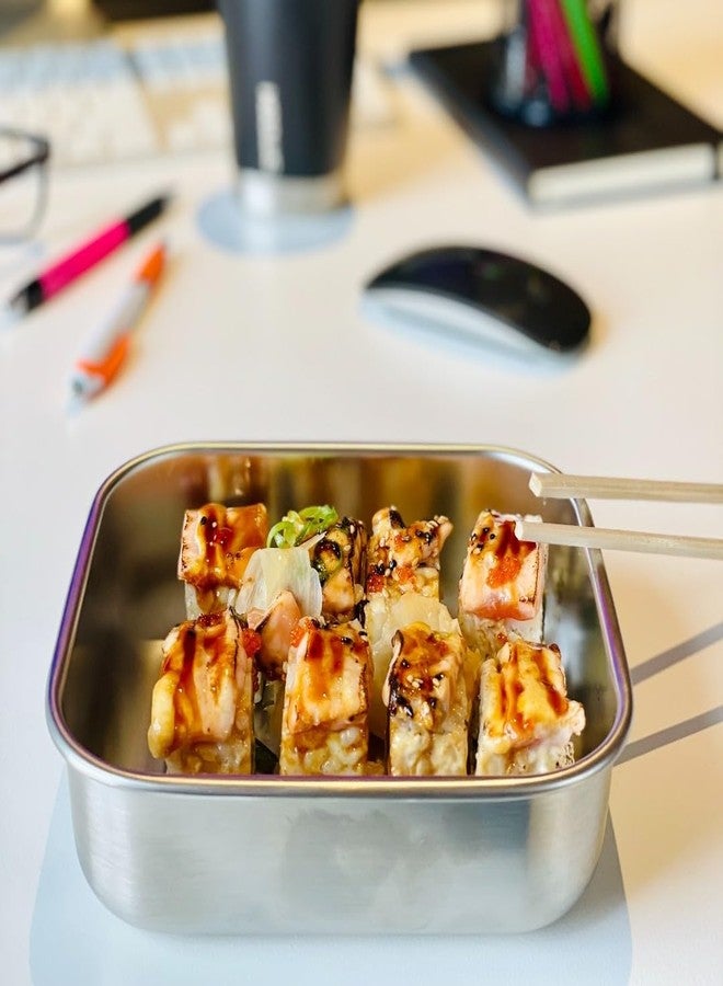 Smash Microwave Safe Stainless Steel Lunch/Sandwich/Meal Box, Pink - Image 4