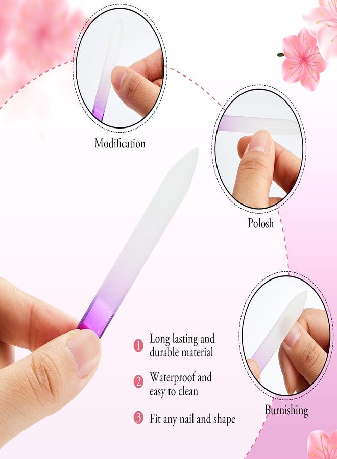 Mudder 24 Pack Mini Glass Nail File with Plastic Sleeve Small Crystal Files for Nature Czech Glass Nail Double-sided Fingernail Files for Travel Fine Grit Salon Valentine Gift Gifts(Gradient Color) - Image 3