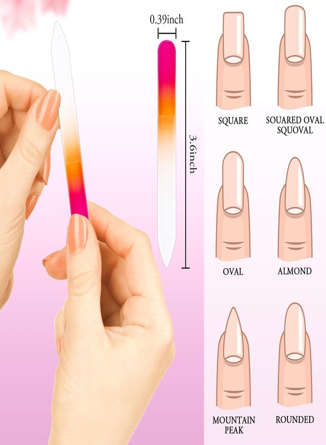 Mudder 24 Pack Mini Glass Nail File with Plastic Sleeve Small Crystal Files for Nature Czech Glass Nail Double-sided Fingernail Files for Travel Fine Grit Salon Valentine Gift Gifts(Gradient Color) - Image 4
