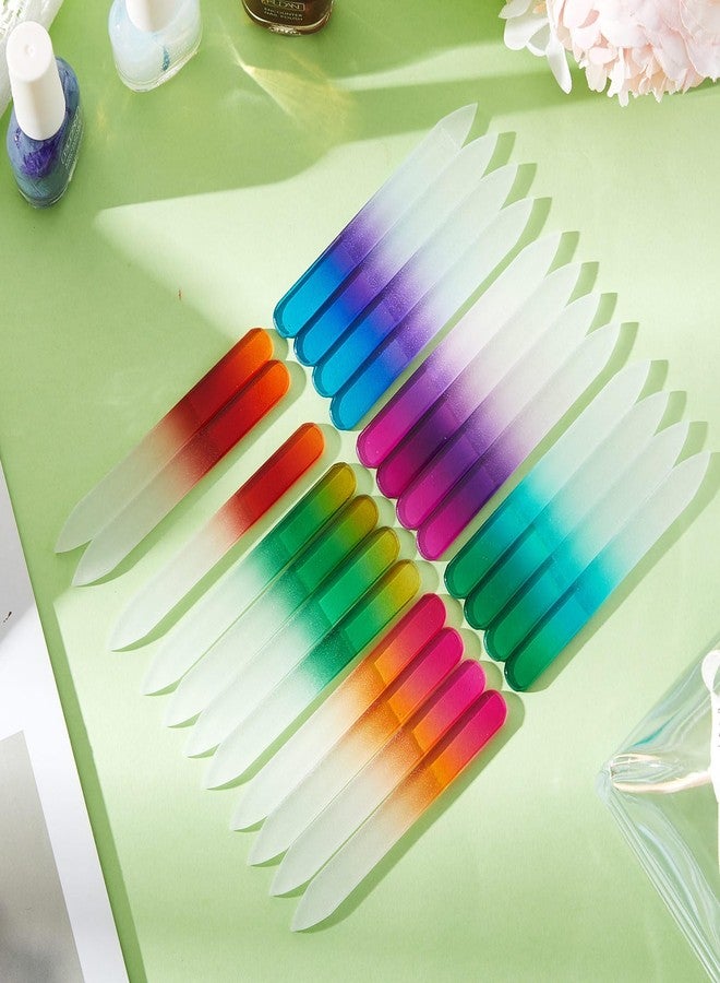 Mudder 24 Pack Mini Glass Nail File with Plastic Sleeve Small Crystal Files for Nature Czech Glass Nail Double-sided Fingernail Files for Travel Fine Grit Salon Valentine Gift Gifts(Gradient Color) - Image 5