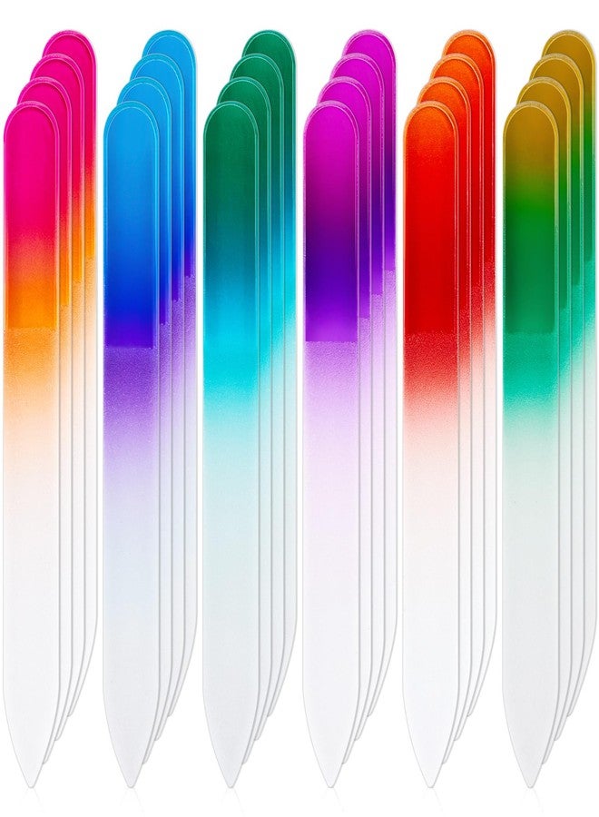 Mudder 24 Pack Mini Glass Nail File with Plastic Sleeve Small Crystal Files for Nature Czech Glass Nail Double-sided Fingernail Files for Travel Fine Grit Salon Valentine Gift Gifts(Gradient Color) - Image 1