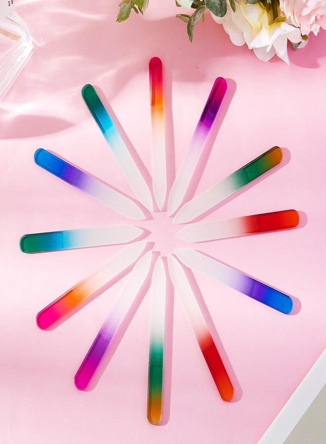 Mudder 24 Pack Mini Glass Nail File with Plastic Sleeve Small Crystal Files for Nature Czech Glass Nail Double-sided Fingernail Files for Travel Fine Grit Salon Valentine Gift Gifts(Gradient Color) - Image 2