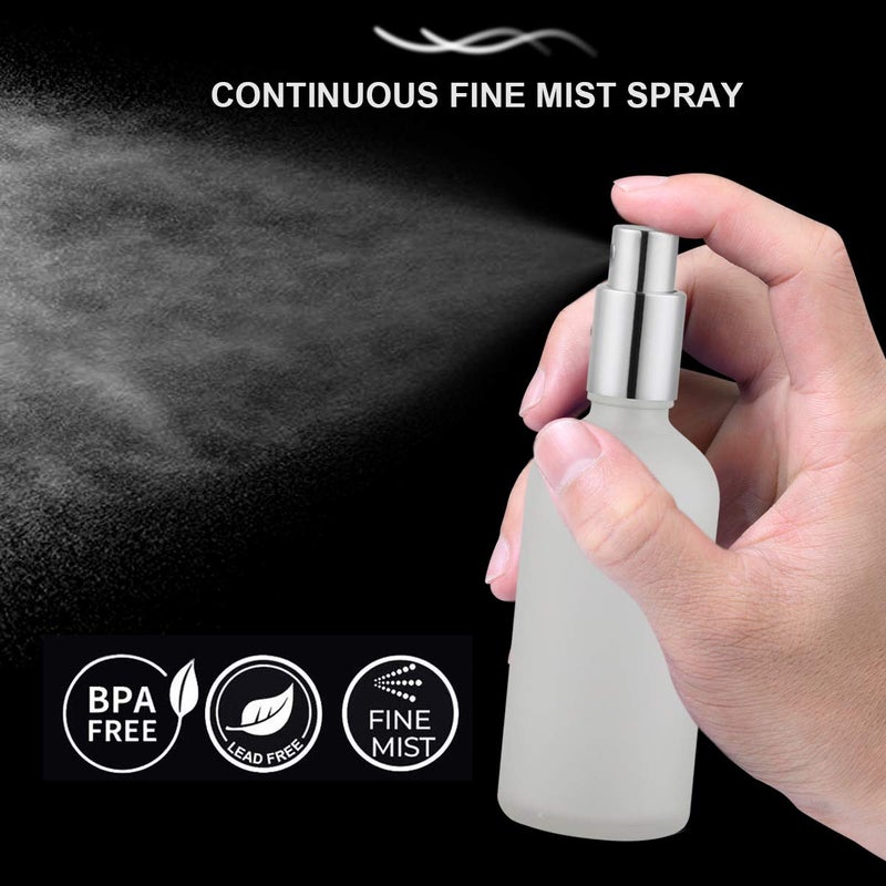 Hydior Empty Frosted Glass Spray Bottle 3.4oz, Perfume Atomizer, Fine Mist Spray (2 PACK) - Image 2