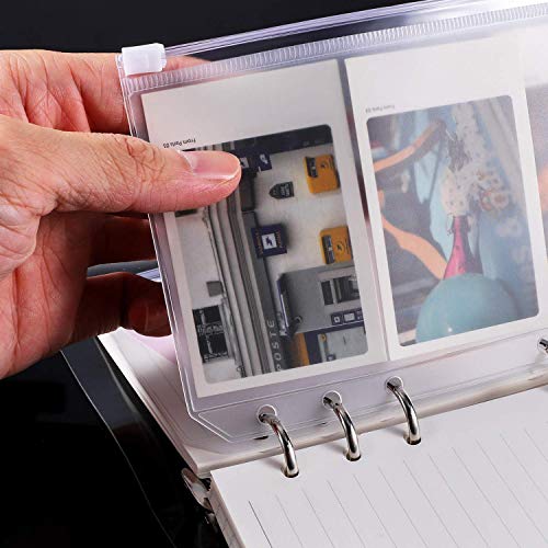 Onwon 20 Pieces Binder Pocket A6 Size 6 Holes Translucent Binder Zipper Folders Waterproof Binder Loose Leaf Bags EVA Pouch Plastic Document Filing Bags for 6-Ring Notebook Binder Loose Leaf Bags - Image 3