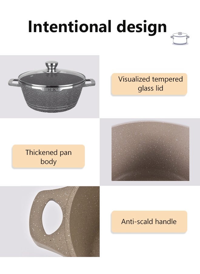 HK 23-piece kitchen cookware set, casserole set and frying pan, with non-stick cookware set, glass lid, PFOA-free 16cm mMilk Pan + 20-24-28cm Casserole + 28cm Wok + 32cm Double-sided Frying pan + 10 Kichen item(Grey）  - Image 5