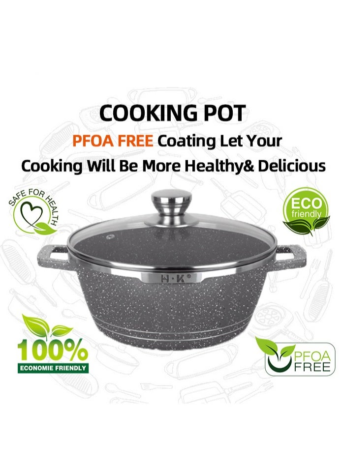 HK - 23-piece kitchen cookware set, casserole set and frying pan, with non-stick cookware set, glass lid, PFOA-free 16cm mMilk Pan + 20-24-28cm Casserole + 28cm Wok + 32cm Double-sided Frying pan + 10 Kichen item(Grey） - Image 1
