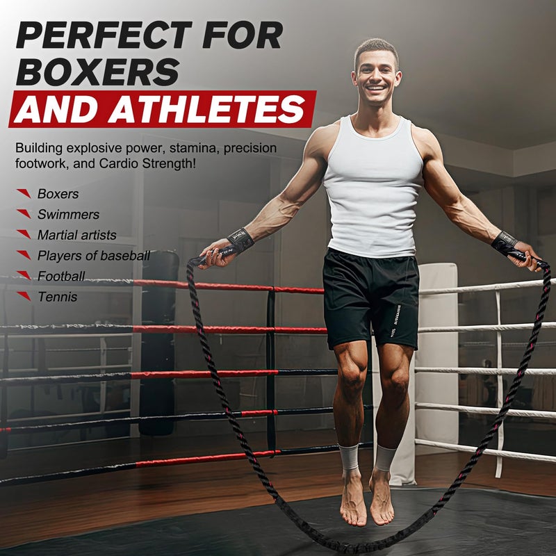 HPYGN Weighted Jump Rope, Heavy Jump Rope for Fitness, 5LB Weighted Adult Skipping Rope for Men&Women, Jumping Rope for Working Out to Improve Stamina, Strength training, Workout Equipment for Home Gym - Image 2