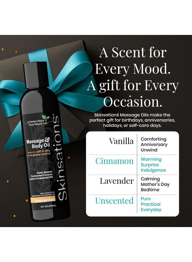 Skinsations زيت تدليك غير معطر للعلاج بالتدليك - 16 أونصة | مزيج ناعم من زيت اللوز الحلو وزيت جوز الهند المكرر وزيت بذور العنب وزيت الجوجوبا | زيت جسم خالي من العطور، أفكار هدايا - Image 5