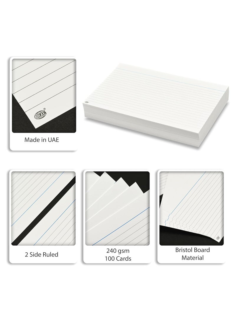 FIS® Ruled Record Cards or Index Cards, Size:8"x5" Inches (203x127mm), Two Sides Single Ruled, 240gsm, 100 Sheets Per Packet, Packet of 3 Pieces, White Color-FSIC85-3 - Image 5