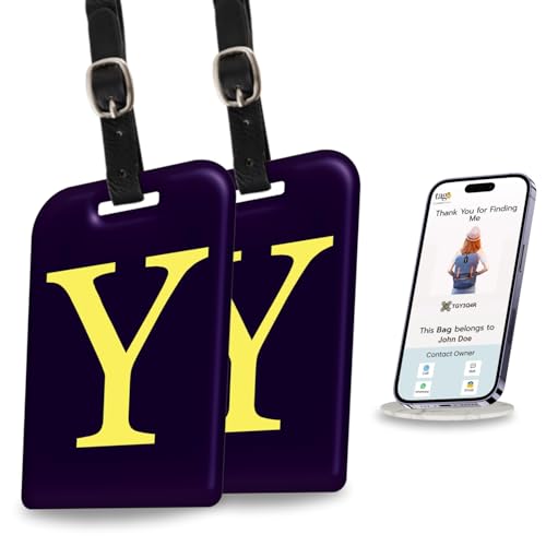 tag8 2 Pack Luggage Tags for Suitcases 26 Initial Letter Travel Luggage Baggage Identification Labels ID Tag with Global Loss Recovery Service Airline Compliant SITA World Tracer Code Enabled Y - Image 1