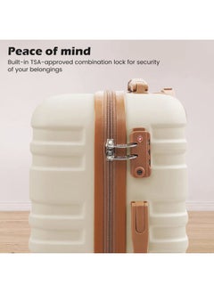 Coolife Suitcase Set 3 Piece Luggage Set Carry On Hardside Luggage with TSA Lock Spinner Wheels (White, 5 piece set)  - Image 2