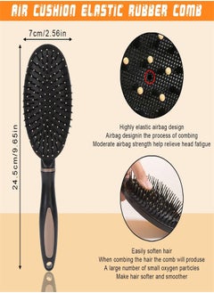 BUPY Hair Detangler Brush – Cushion Hair Brush for Women, Soft Bristle Detangling Brush for Curly & Straight, Dry & Wet Hair Brush, Tangle Free Hair Brush, Flexible Bristles Comb, Travel-Friendly - Black  - Image 2