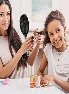 BUPY Hair Detangler Brush – Cushion Hair Brush for Women, Soft Bristle Detangling Brush for Curly & Straight, Dry & Wet Hair Brush, Tangle Free Hair Brush, Flexible Bristles Comb, Travel-Friendly - Black  - Image 4