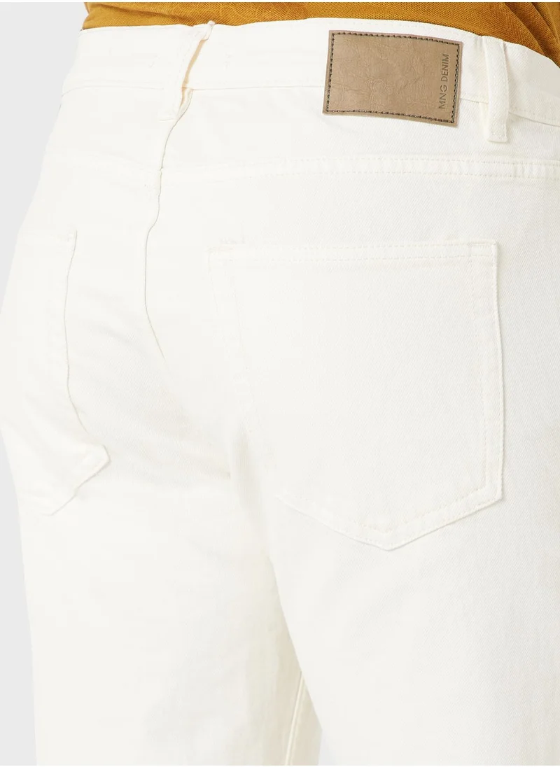 Mango Man Light Wash Trapered Cropped Fit Jeans