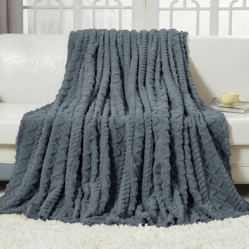 Aganear Fleece Blanket Queen Size - Washed Plush Fuzzy Cozy Soft Lightweight Blanket for Couch  Sofa  Bed  Office  Breathable and Skin-Friendly Blanket for All Season Accessories(90""x90""  Gray) - Image 3