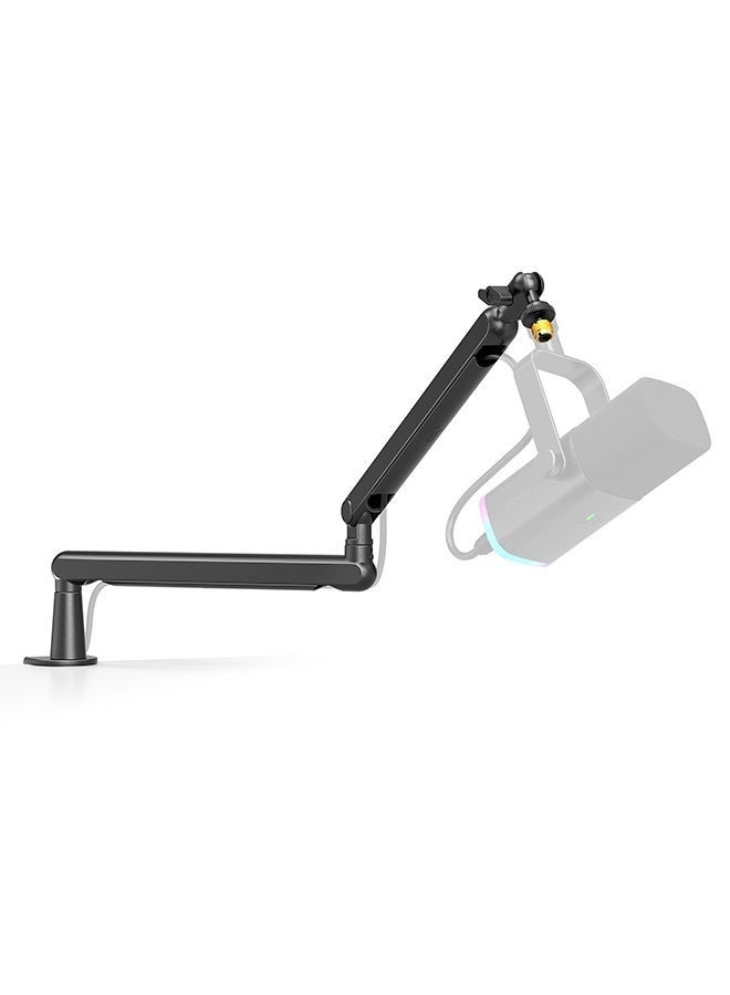 والالا ذراع ميكروفون قابل للتعديل، حامل ذراع ميكروفون منخفض الارتفاع مع مشبك تثبيت على المكتب، محول لولبي، لاستوديو بث البودكاست والألعاب، أسود - Image 1