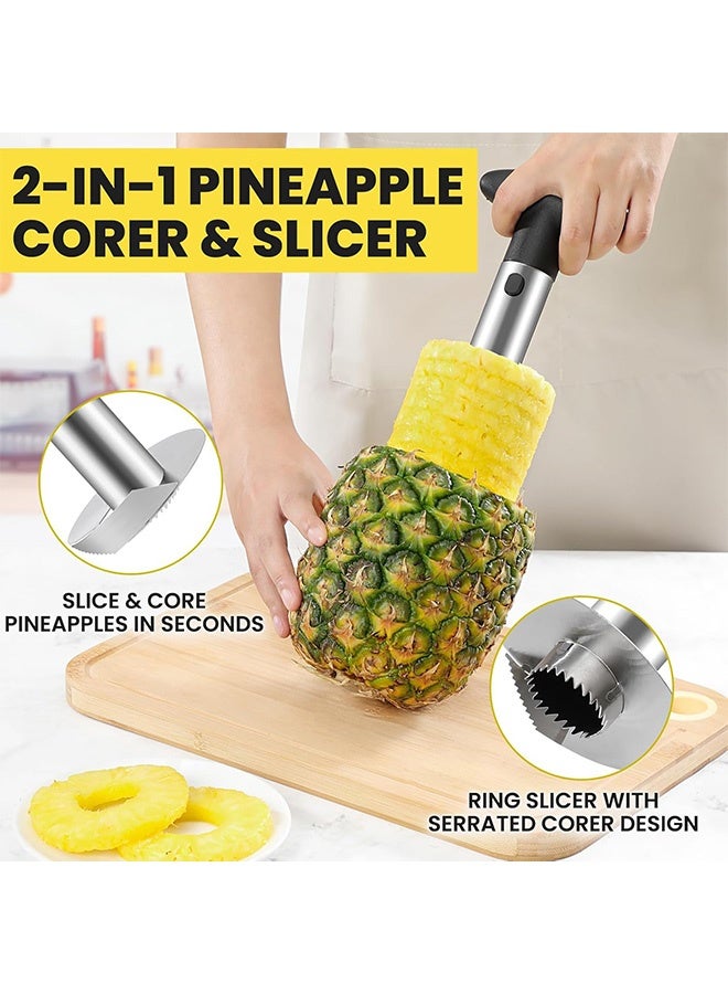 كوانتوم ملقم الأناناس، ومزيل قلب الفاكهة الحاد المقاوم للصدأ، ومزيل قلب الأناناس المصنوع من الفولاذ المقاوم للصدأ، وأداة المطبخ المزودة بشفرة حادة لحلق الفاكهة المقمص (أسود) - Image 3