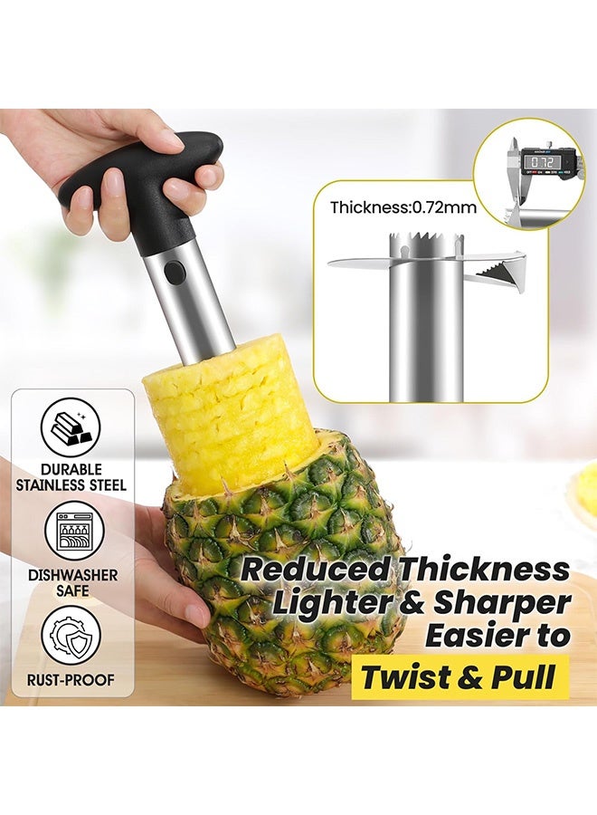 كوانتوم ملقم الأناناس، ومزيل قلب الفاكهة الحاد المقاوم للصدأ، ومزيل قلب الأناناس المصنوع من الفولاذ المقاوم للصدأ، وأداة المطبخ المزودة بشفرة حادة لحلق الفاكهة المقمص (أسود) - Image 4